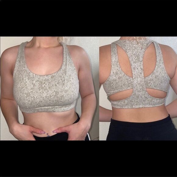 Gymshark Fleur Khaki Sports Bra Marled Light Pink - Picture 6 of 6